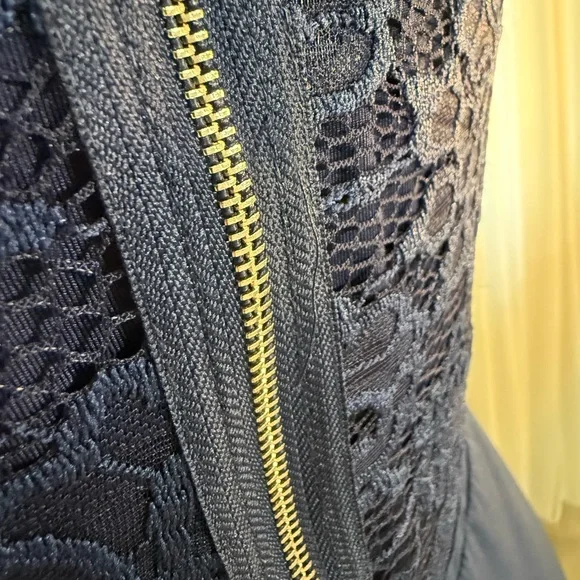 Chic Navy Blue Lace Maxi Dress - Picture 10 of 13